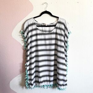 Victoria's Secret White Striped Swim Cover Up Dress Sz‎ Small Boho Beachwear